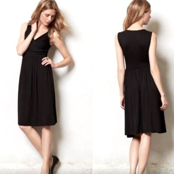 Anthropologie Girls of Savoy Black Elementary Wrap Dress Size M - Picture 4 of 8